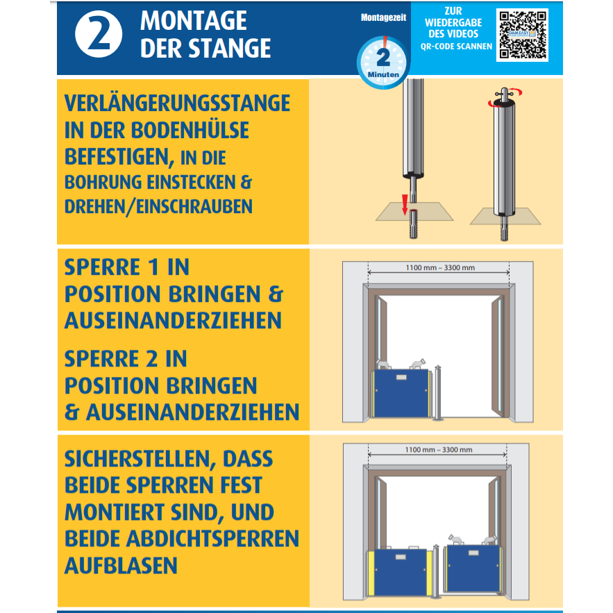 Verlängerungsstange/ Mittelpfosten für Dam Easy Hochwasserbarriere